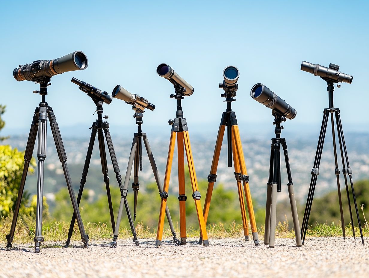 A graphical representation of the 5 best tripods for spotting scopes.