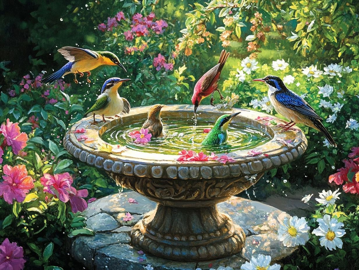 Bird bath setup with tips to attract birds