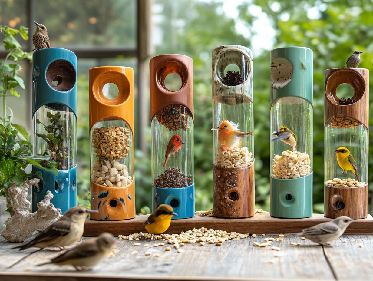 Example of suet feeders displaying various designs