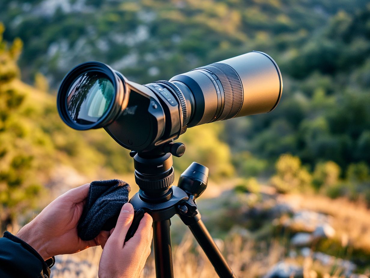 An infographic showing the 5 essential features for successful spotting scopes.