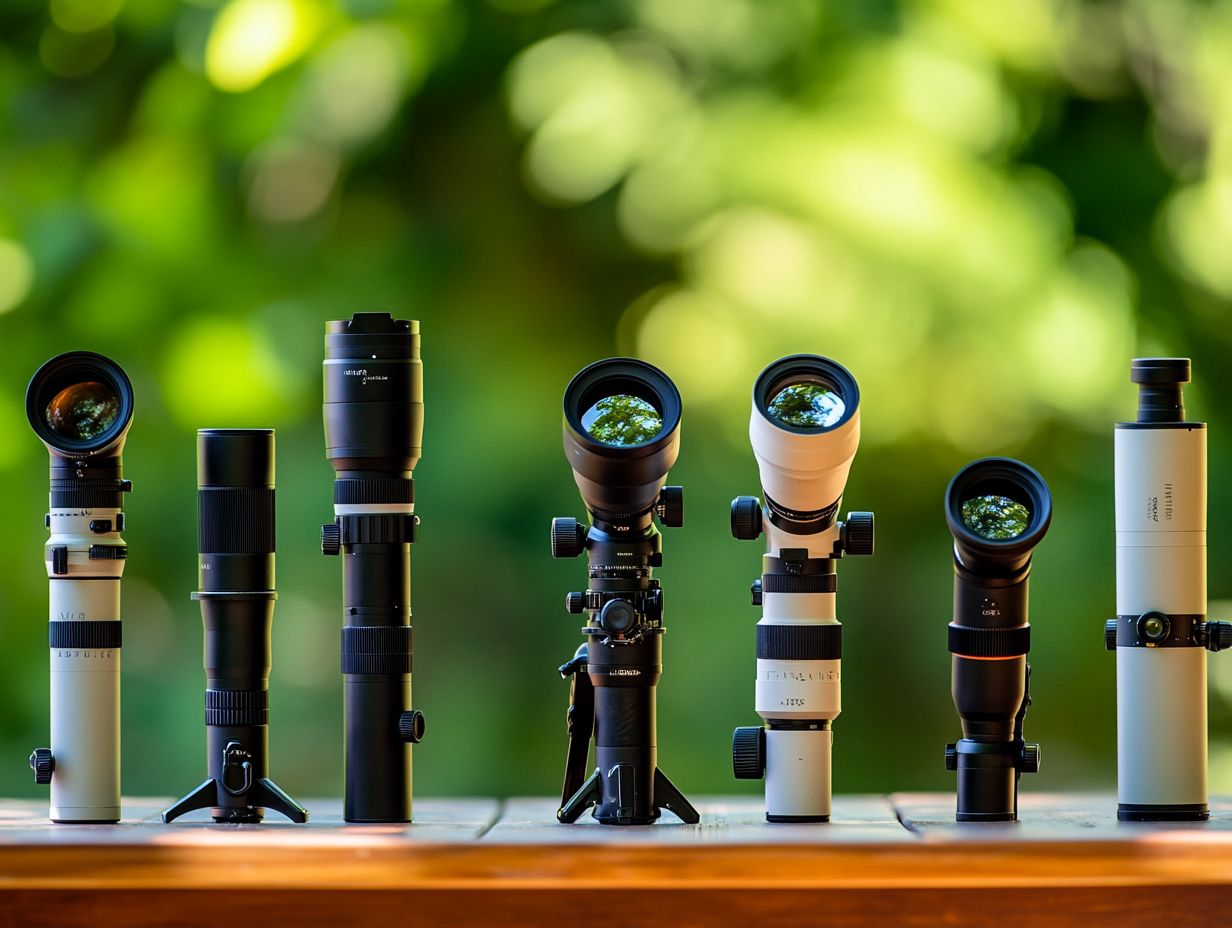 Side-by-side comparison of popular spotting scopes for birdwatching.