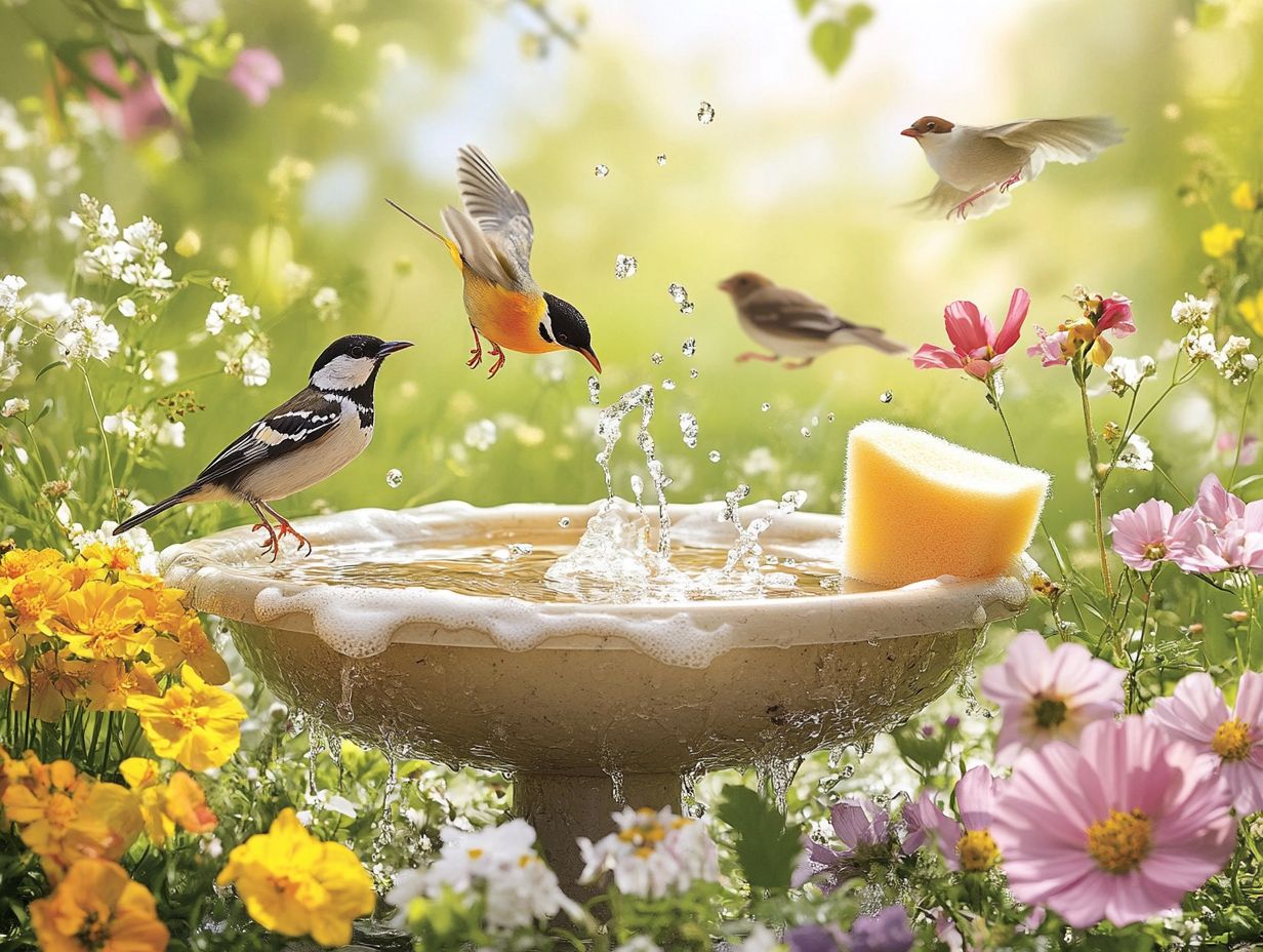 Image showing a clean bird bath in a garden setting