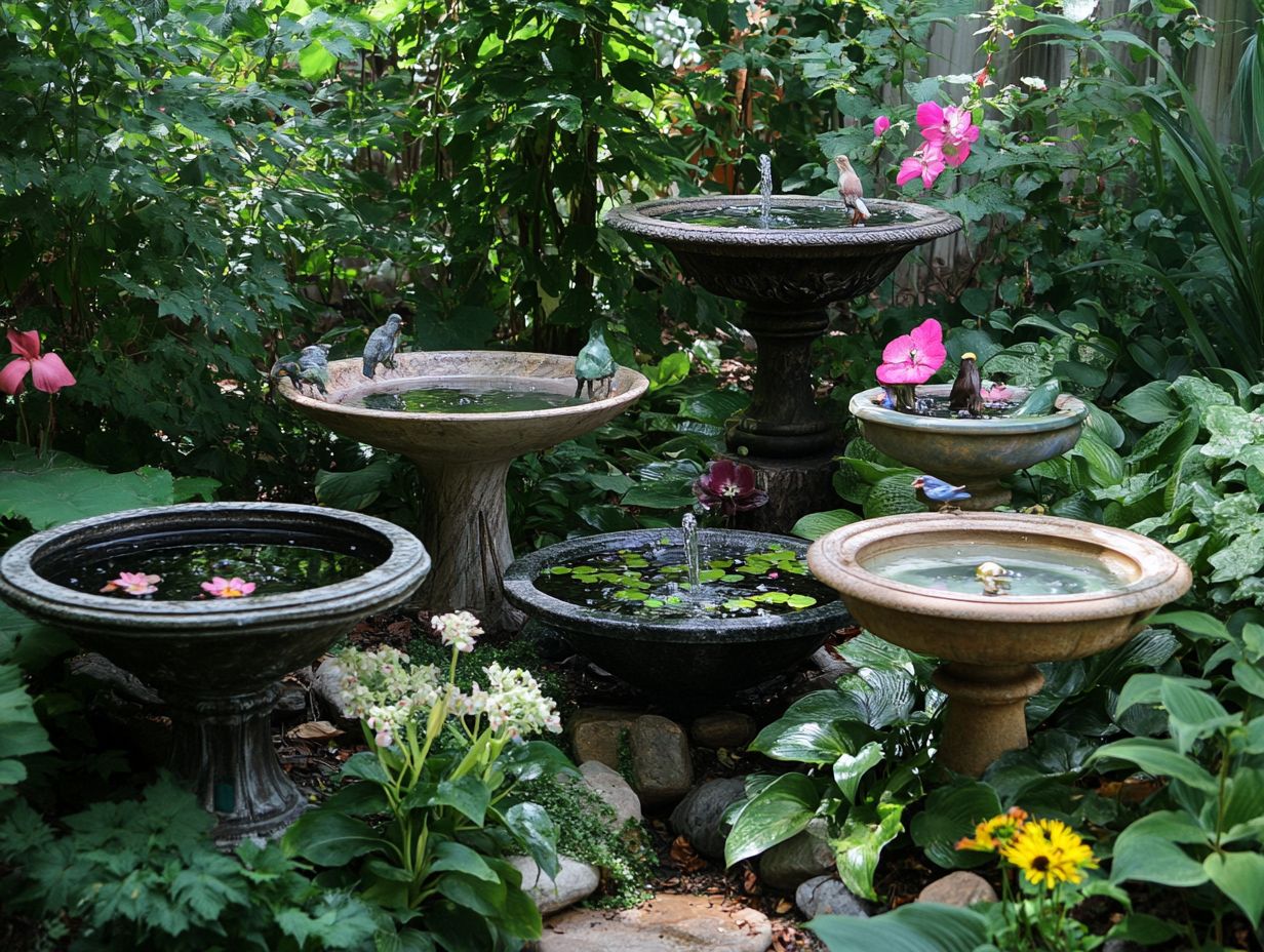 Image showing various stylish bird baths.