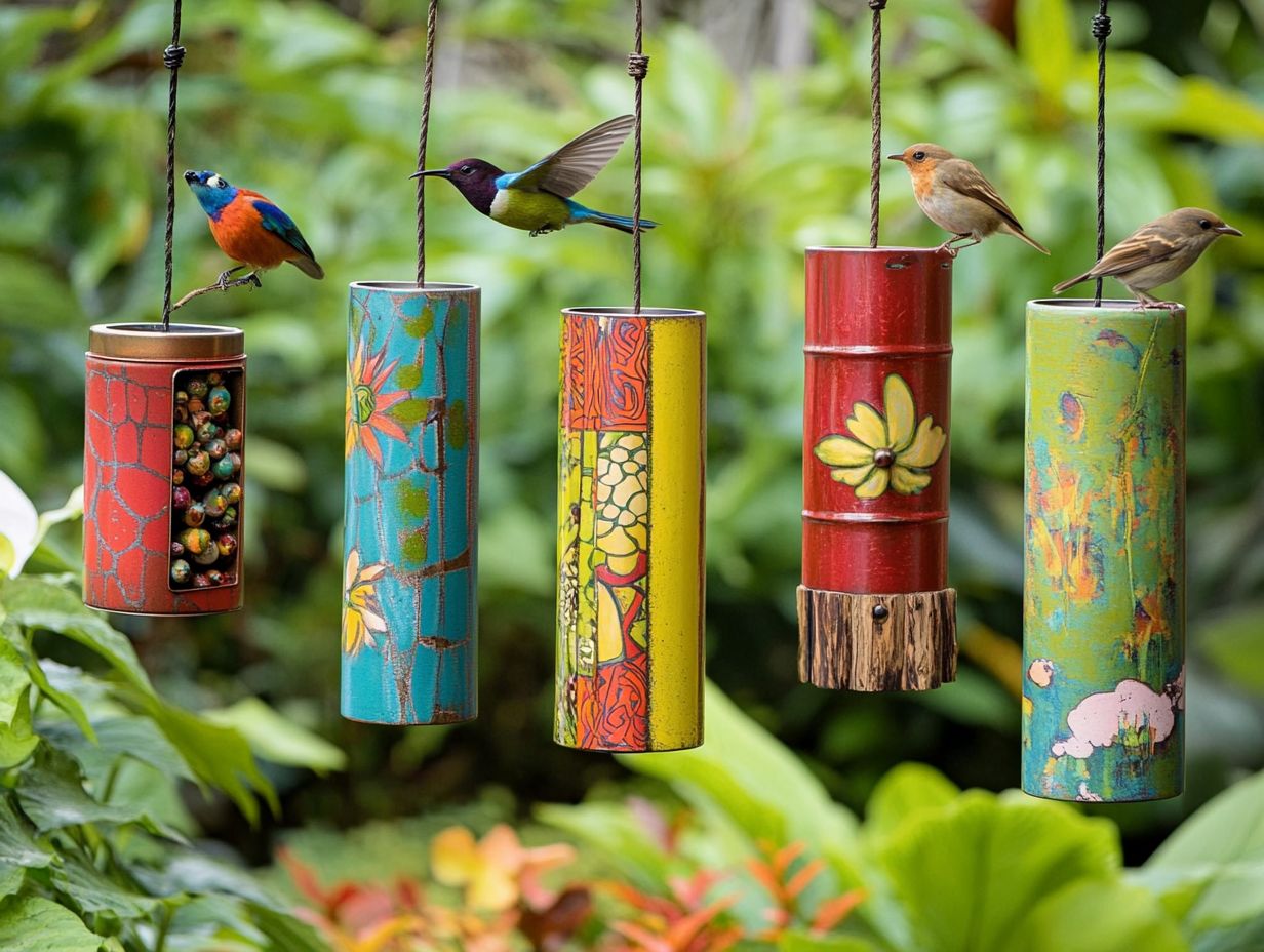 Image of Stylish Bird Feeders in an Outdoor Setting