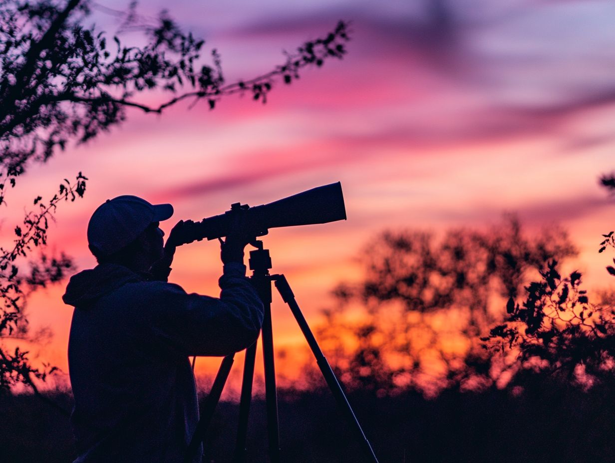 A graphic showing tips for using spotting scopes in low light