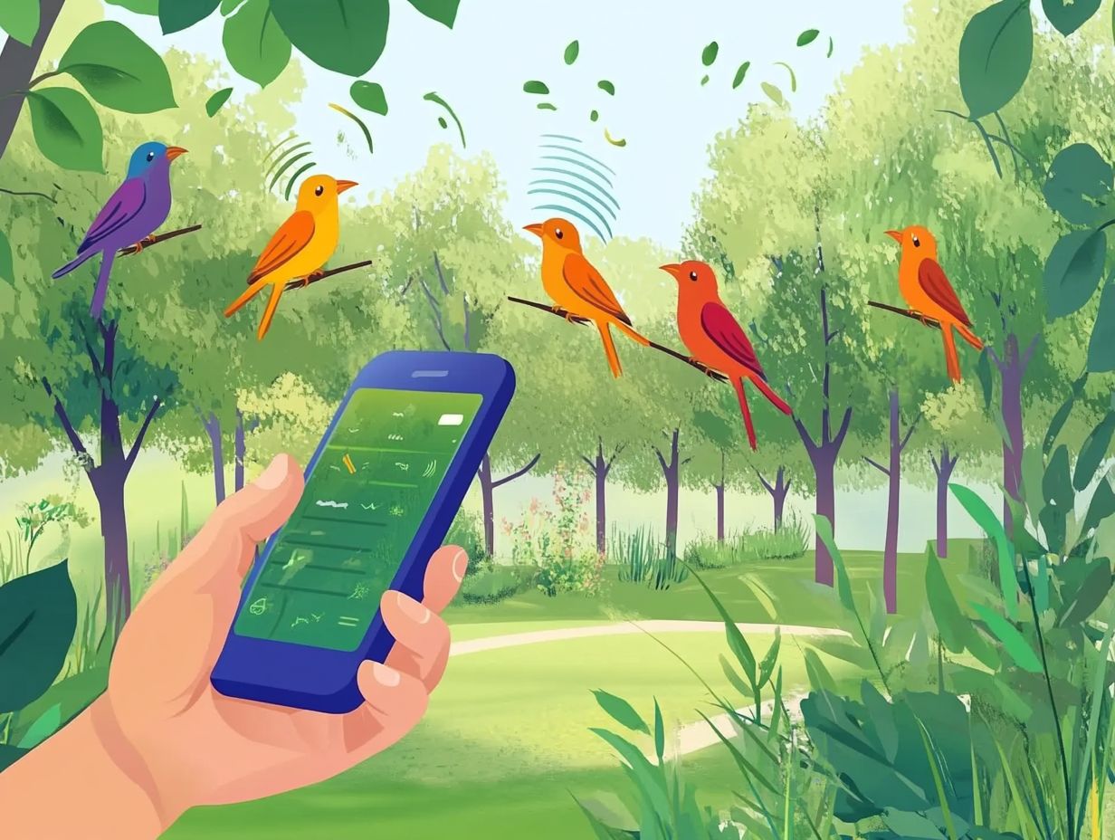 A collage of popular bird song learning apps.