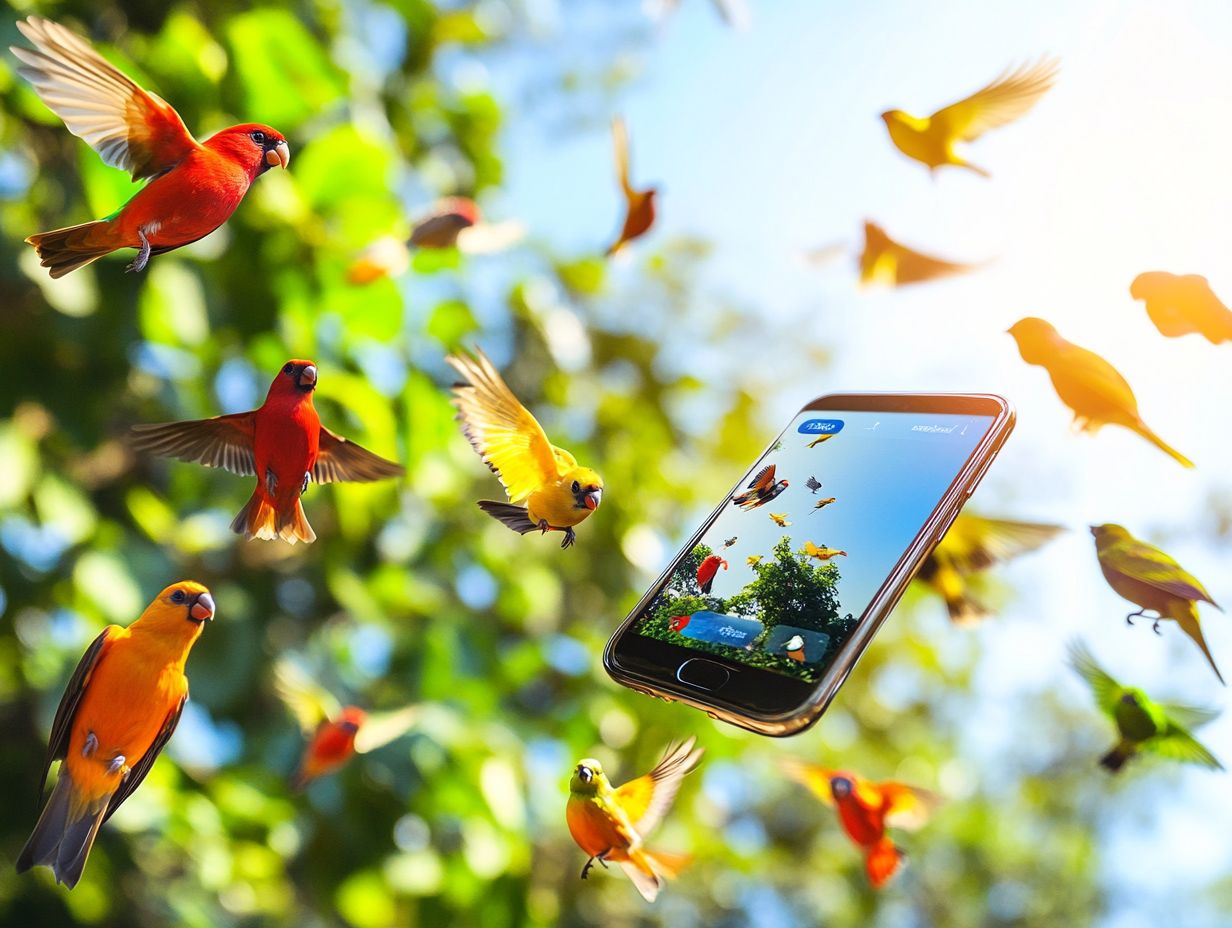 A scenic view of California's birdwatching hotspots enhanced by mobile apps.