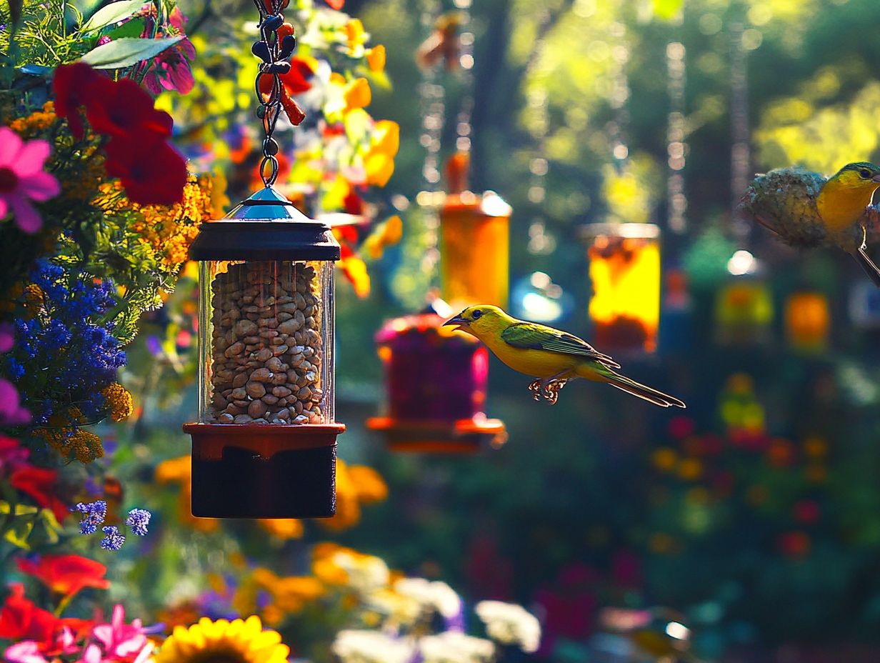 An assortment of the best bird feeders for attracting finches