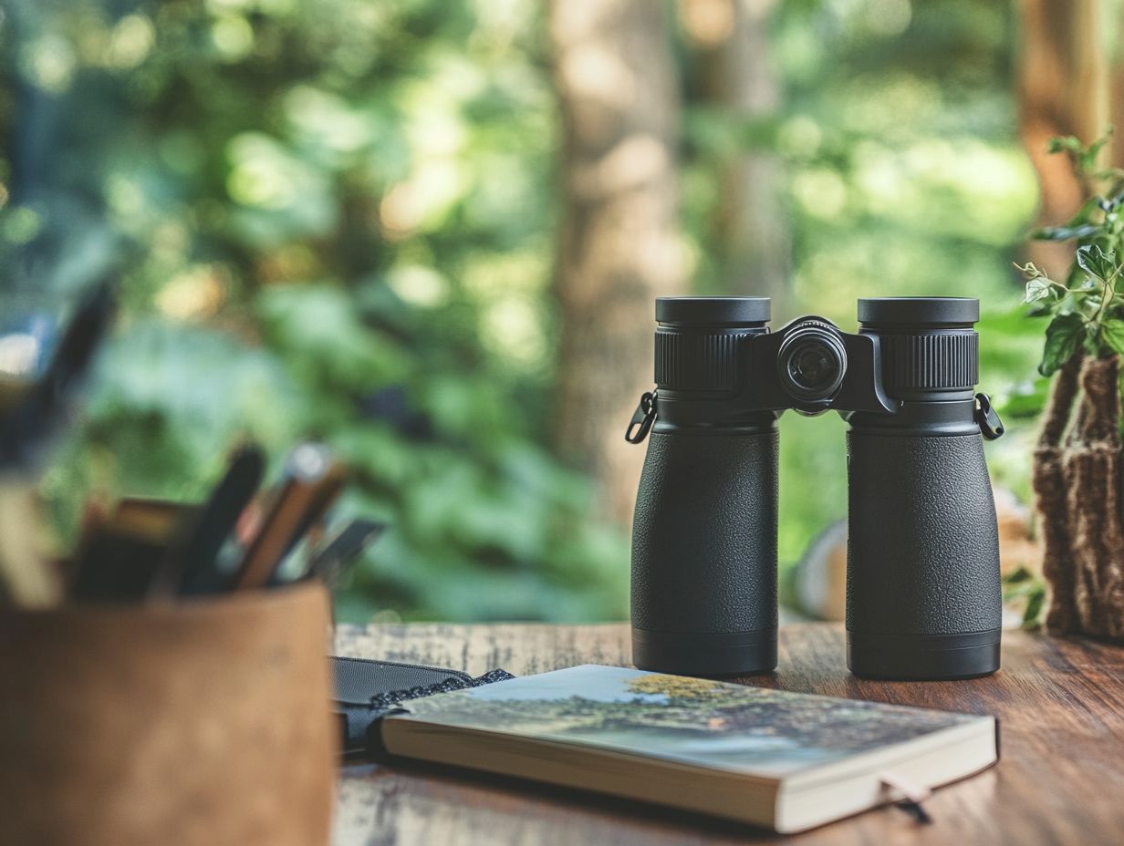 A graphic showing some of the best budget binoculars for beginner birdwatchers.