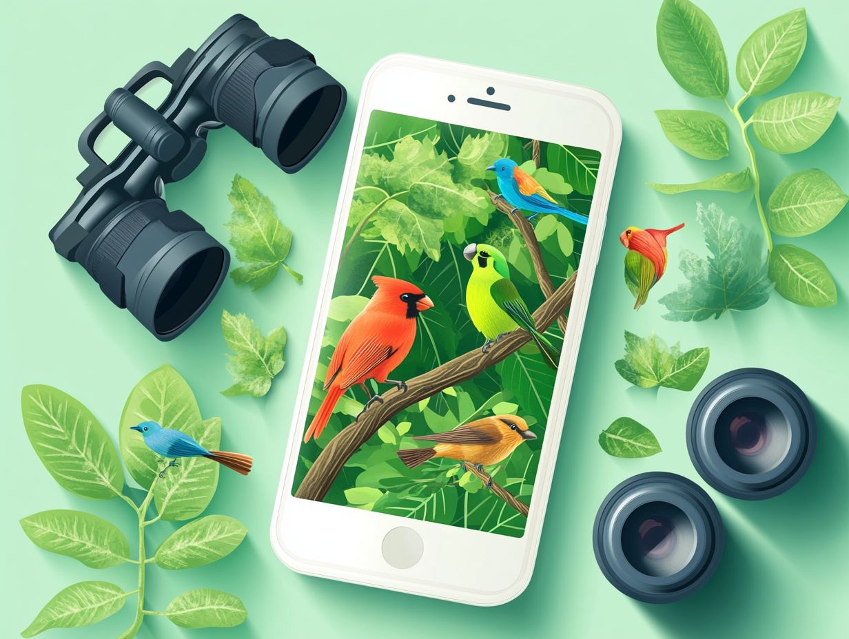 Infographic showing key takeaways for bird watching apps