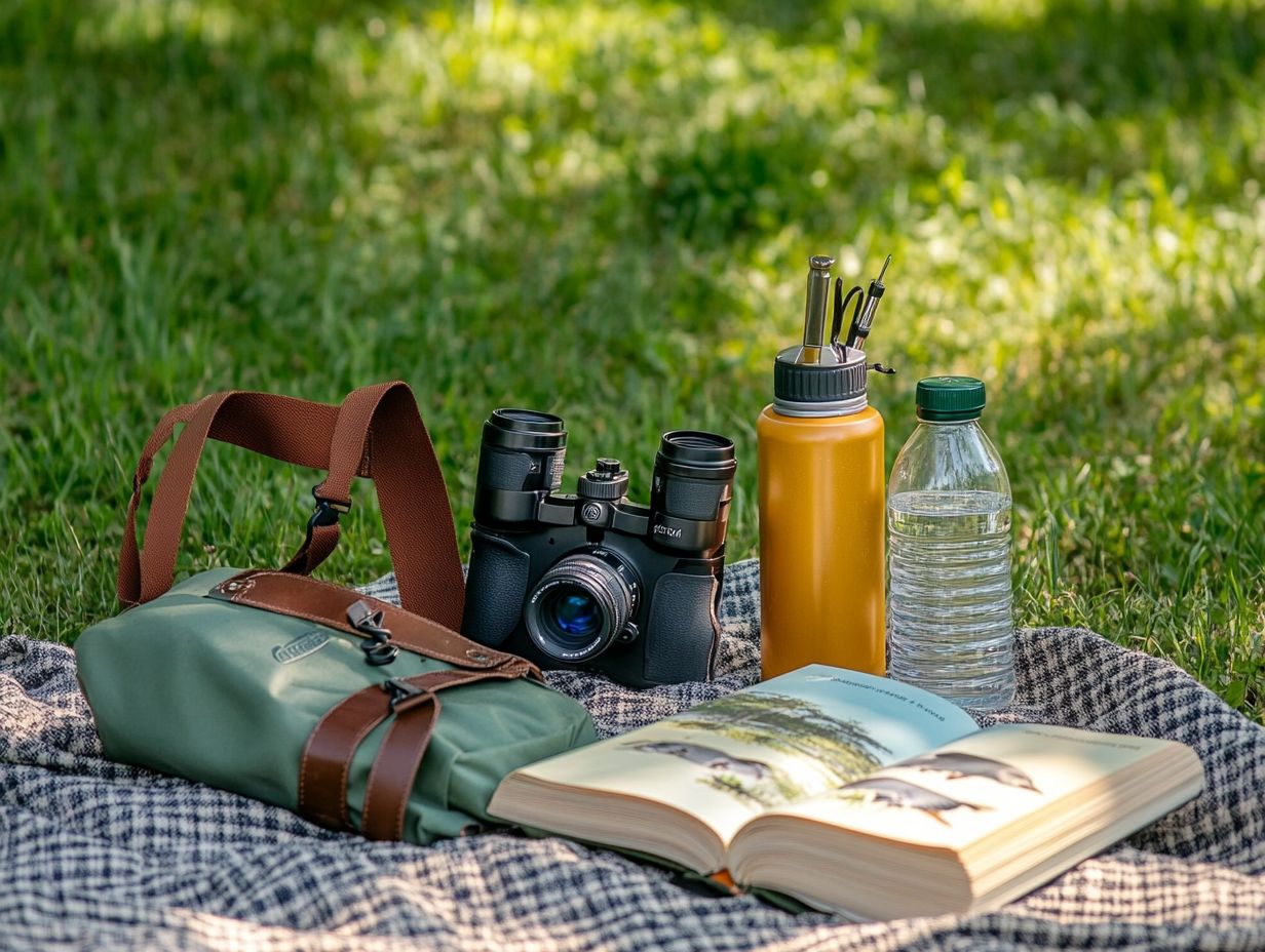 Birdwatching field guides and tools illustration