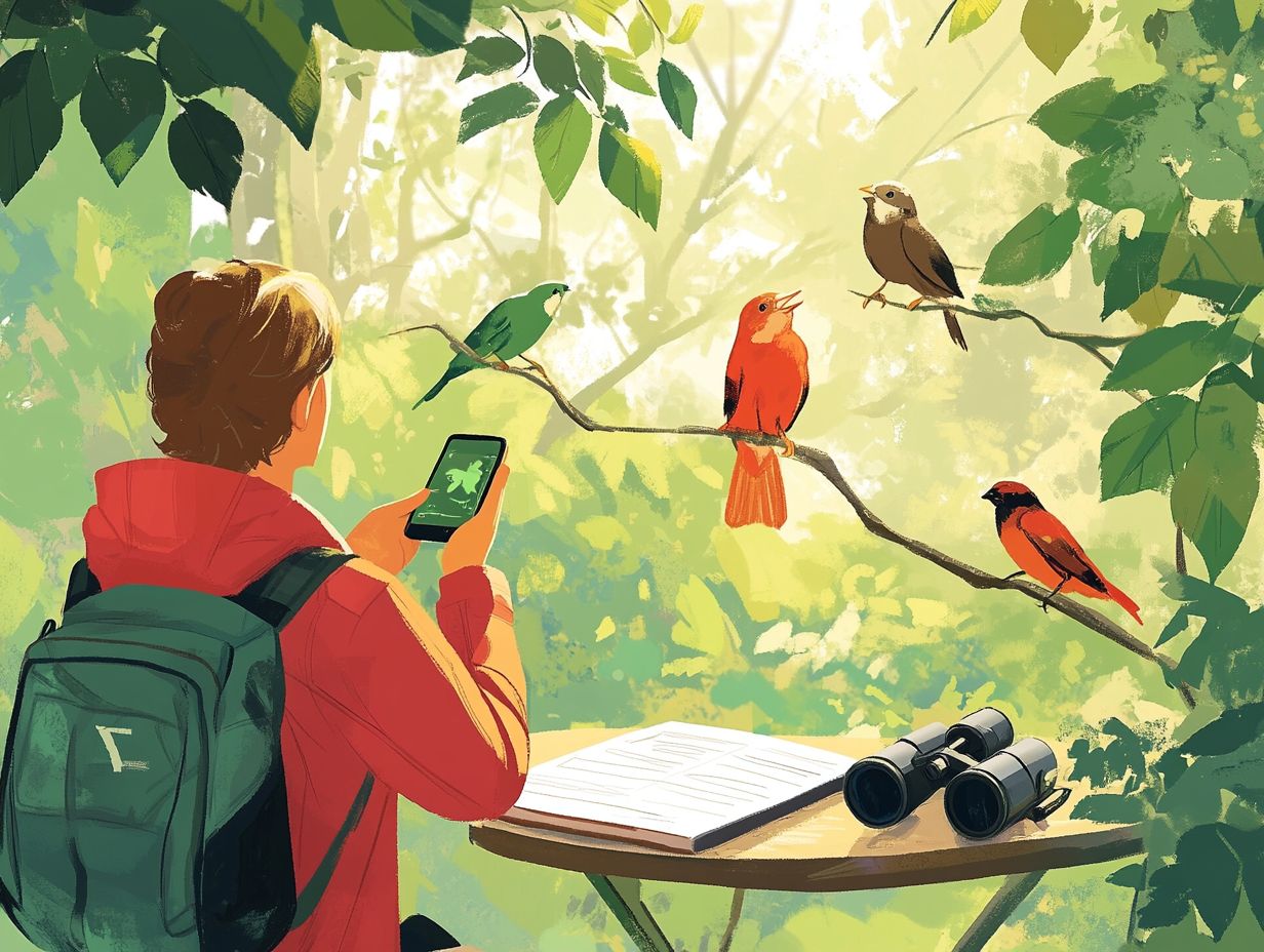 Illustration of potential issues and solutions in birdwatching apps