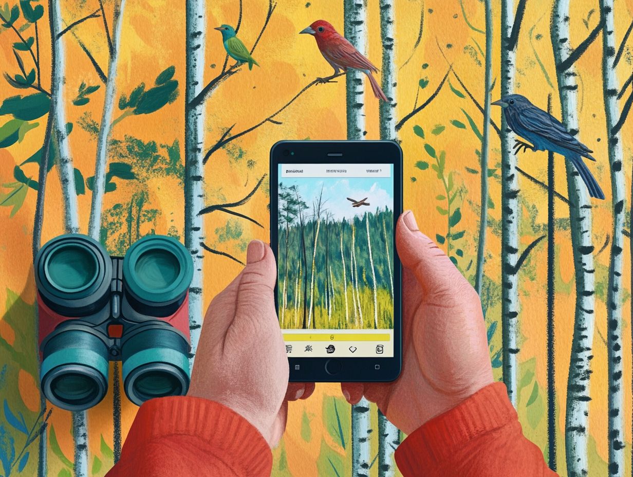 A collection of birdwatching tools and apps displayed