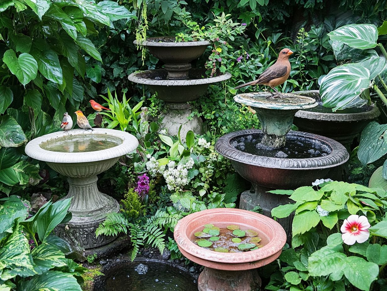 A visual representation of bird bath selection based on personal preferences and budget