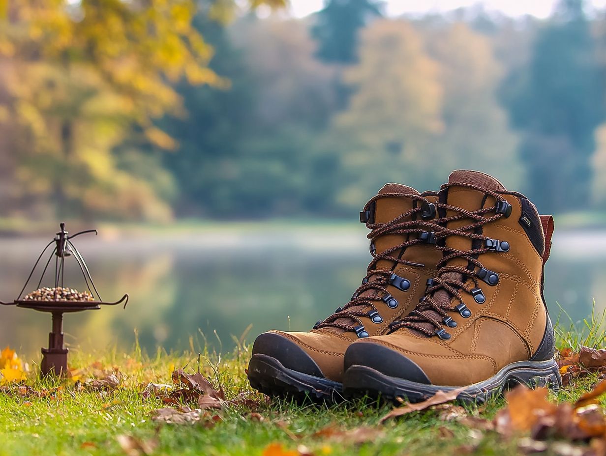 Visual guide on comfortable footwear choices for bird watching.