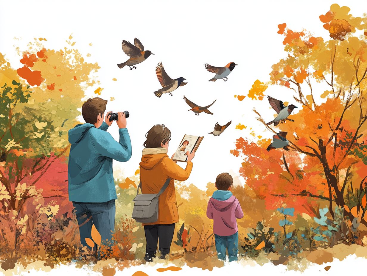 Family birding activities in nature