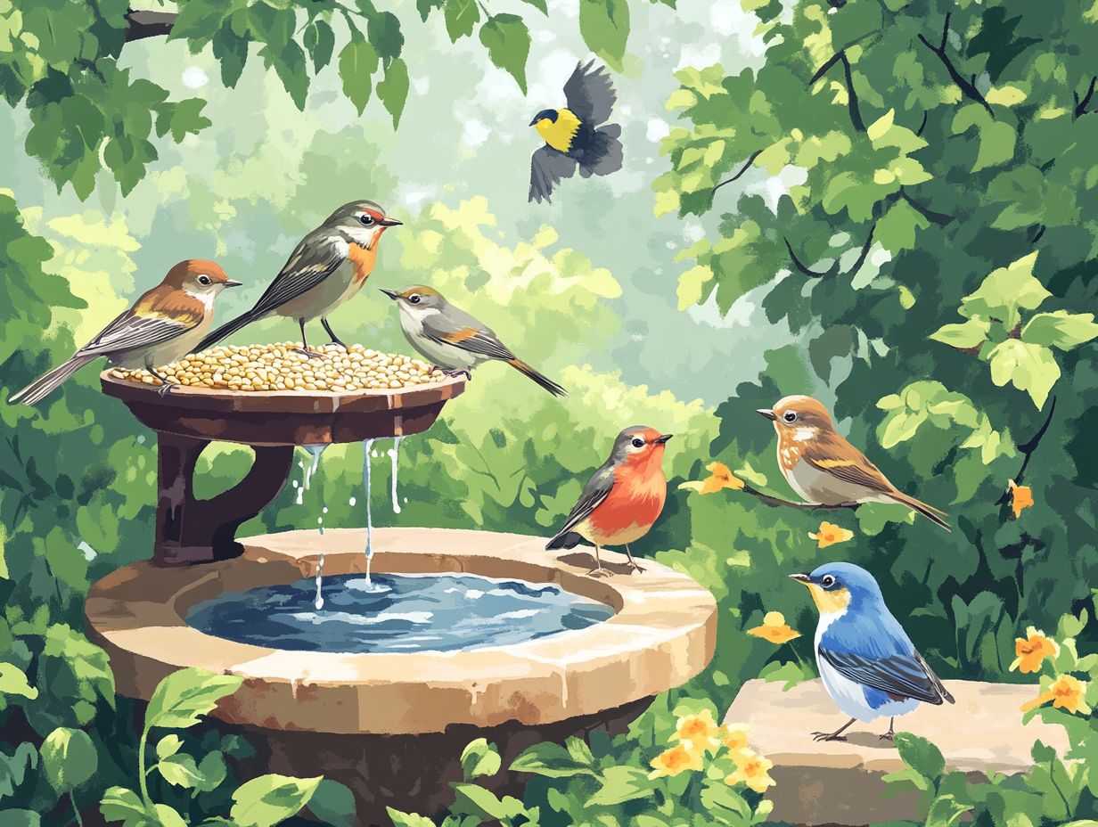 Infographic showing key takeaways about bird feeders and baths.