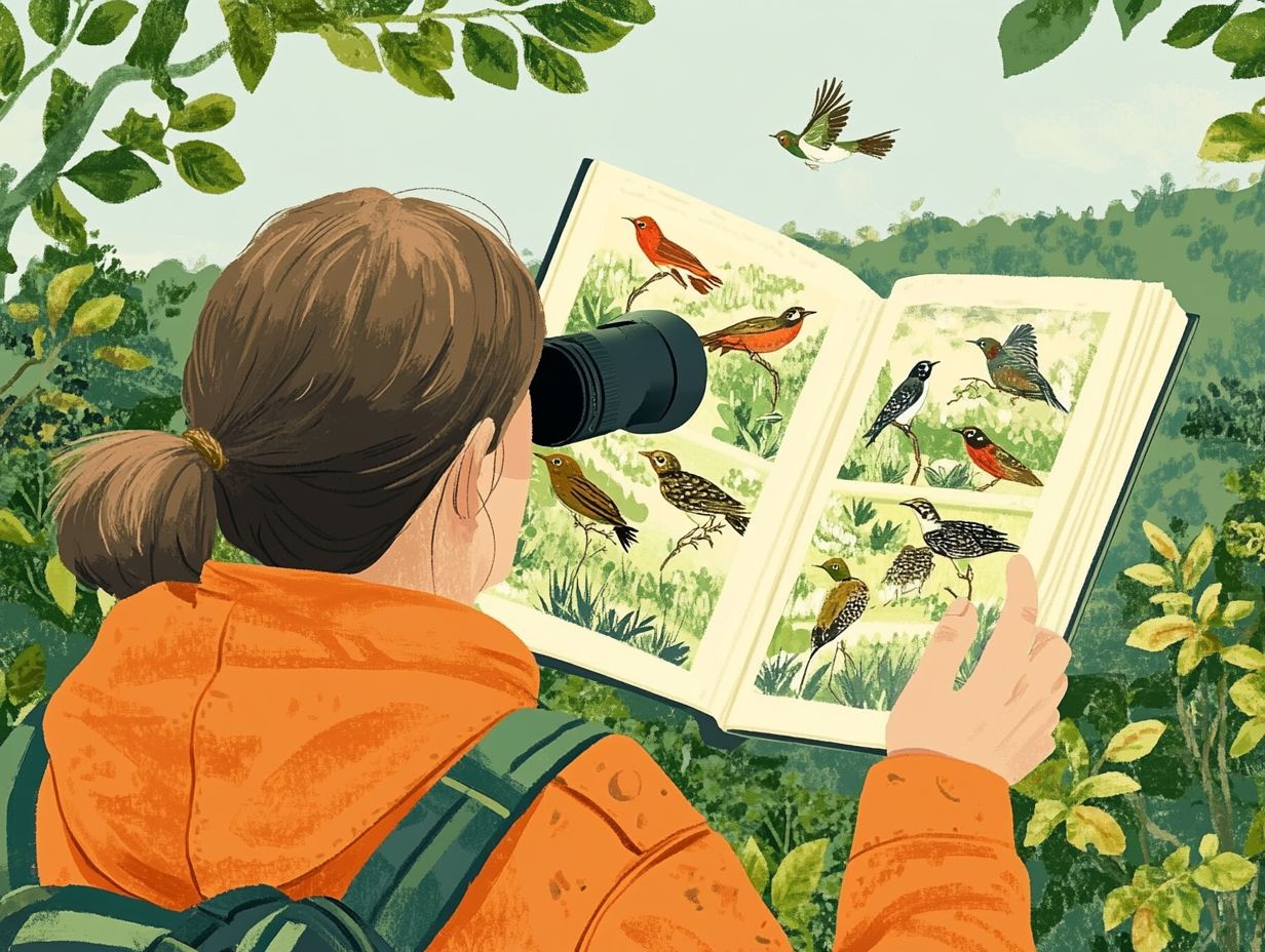 A person recording birdwatching observations in a field journal