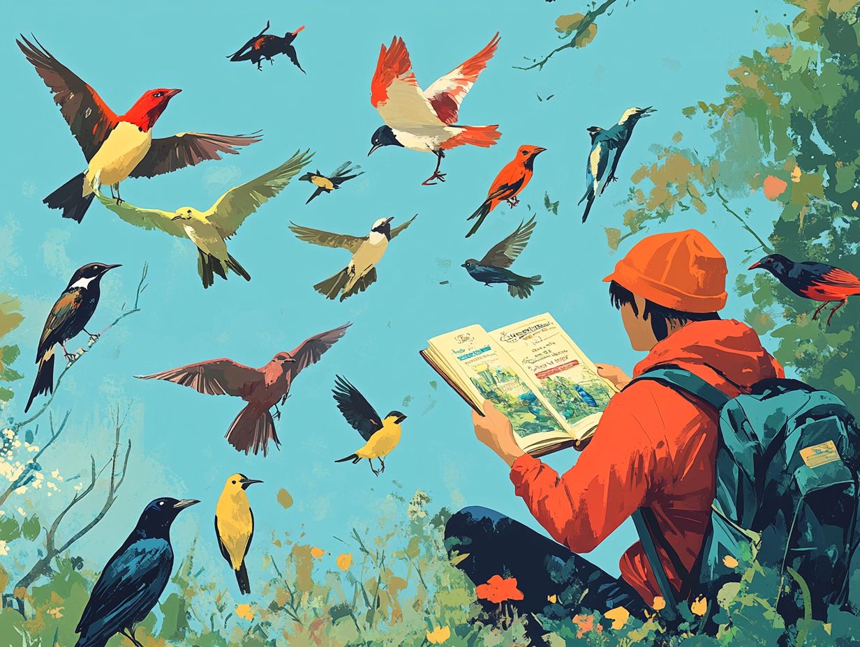 Illustration of a field guide and its significance in birdwatching