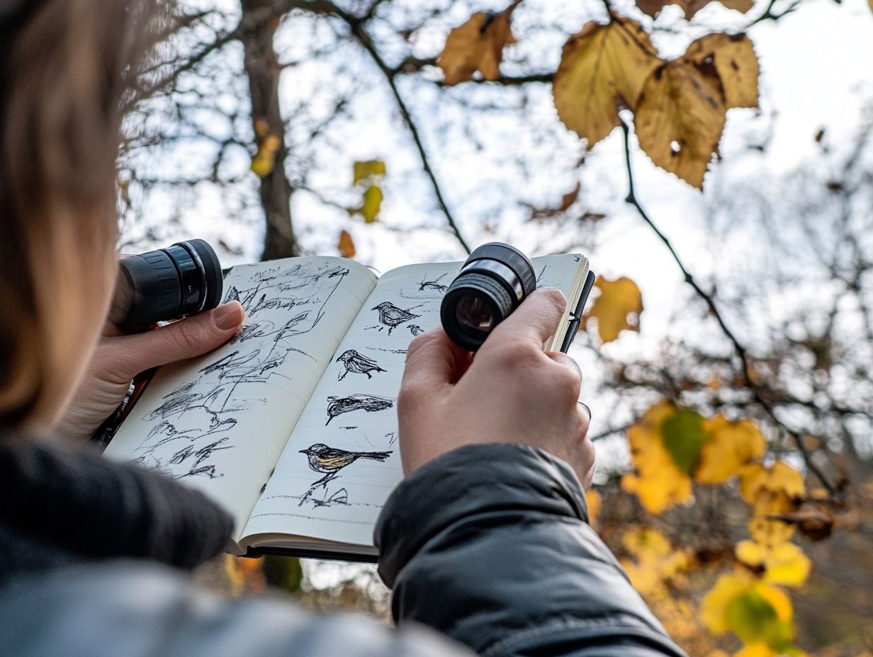 Illustration of essential gear for bird watching