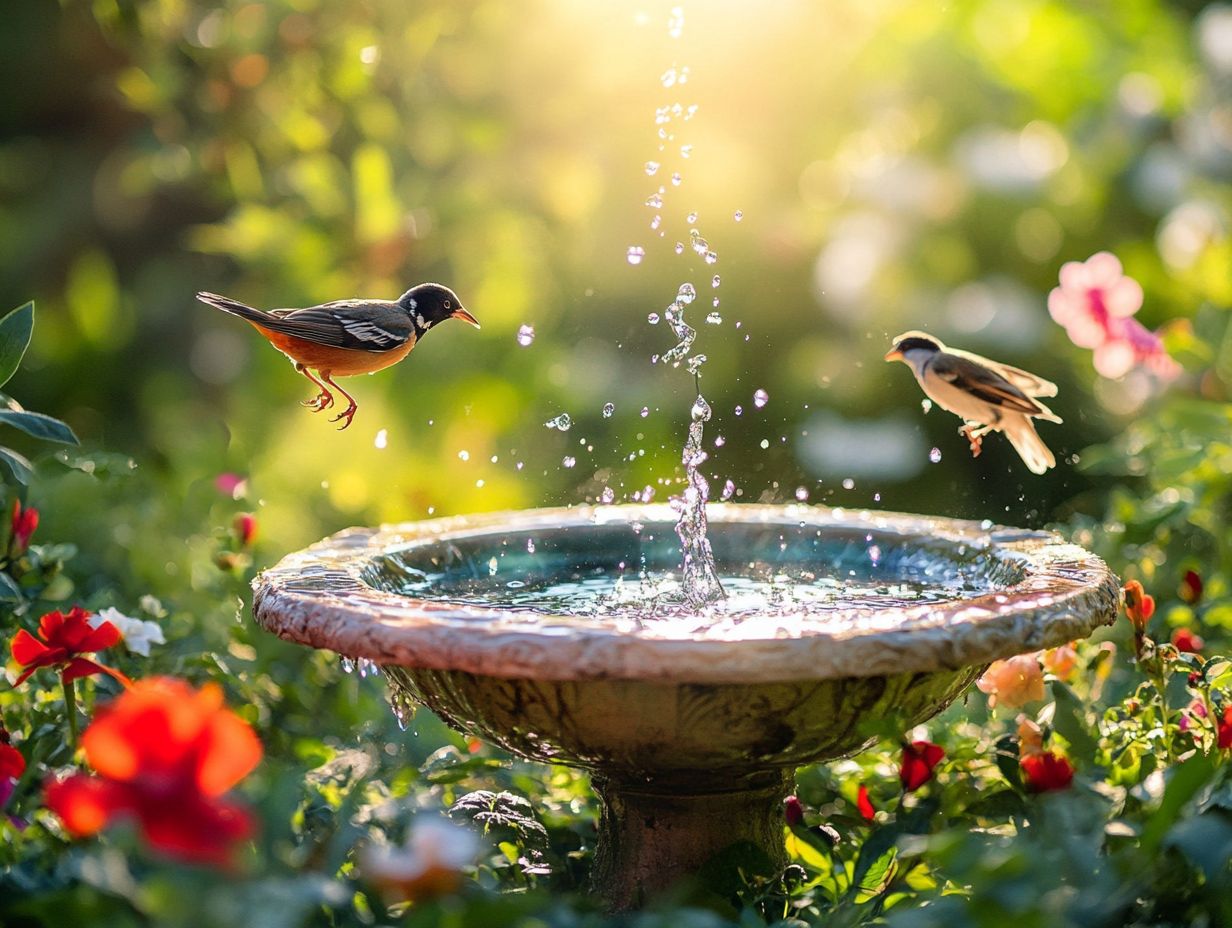 Infographic showing key takeaways about bird bath maintenance