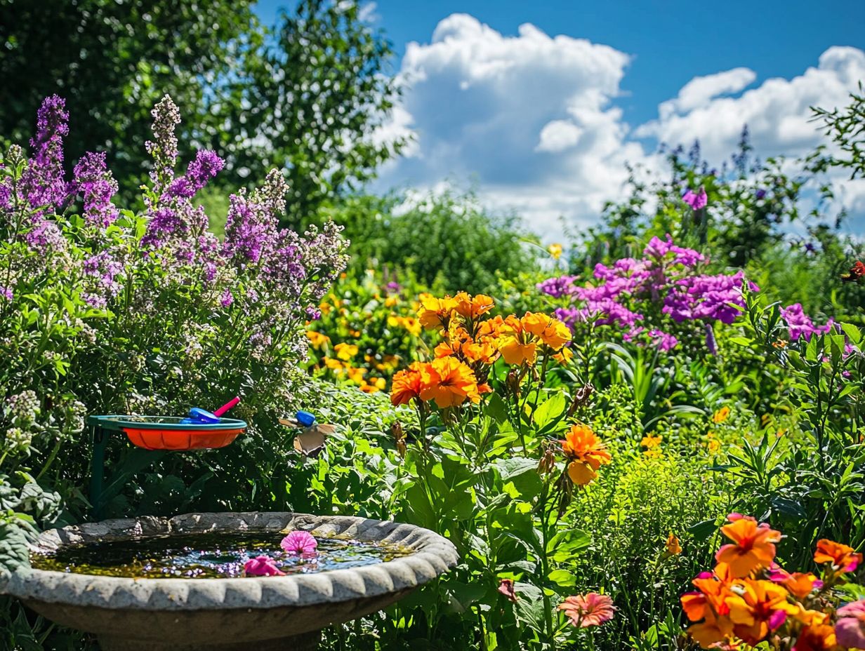 A beautifully designed bird-friendly garden that attracts various bird species.