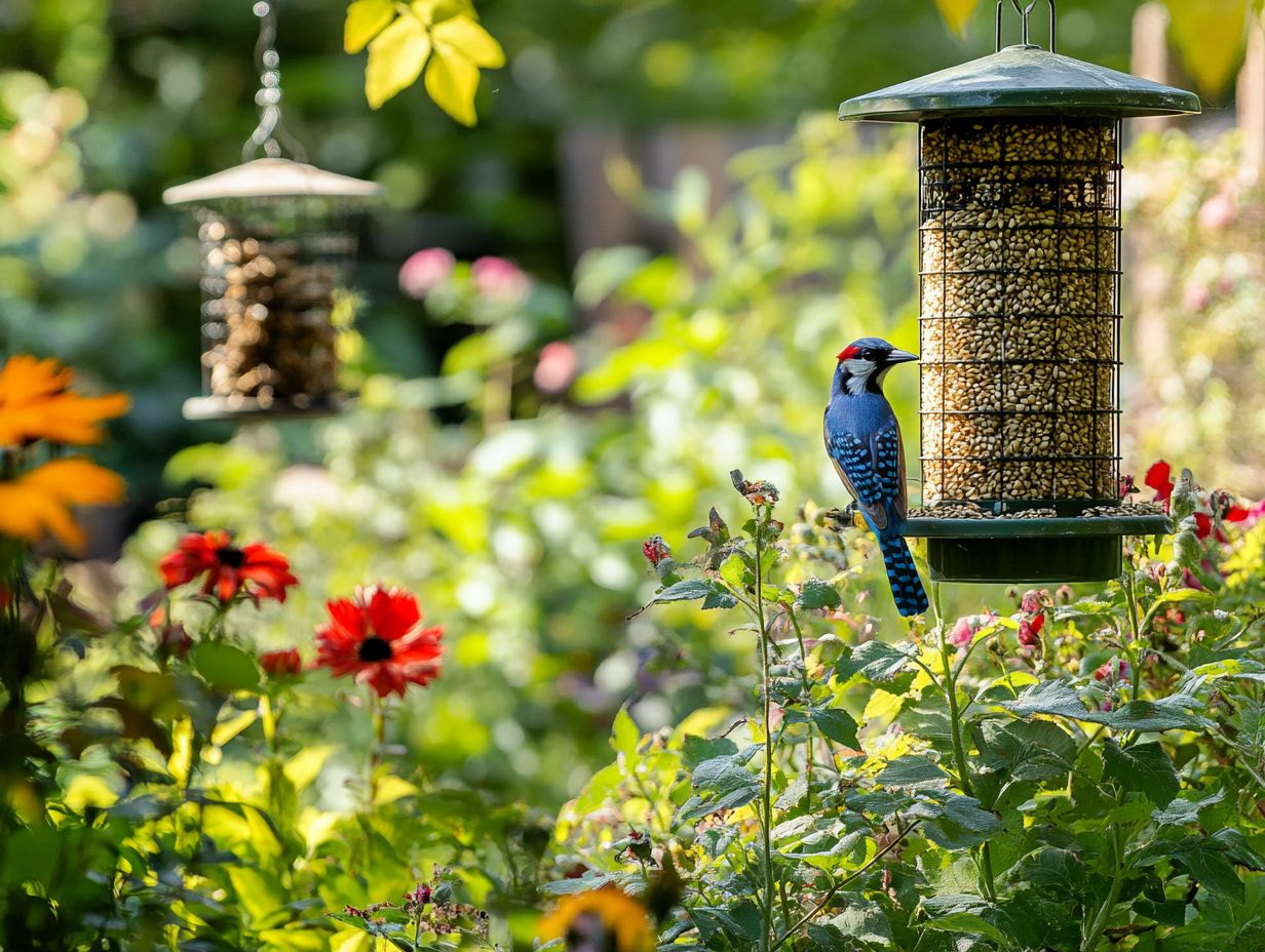 A variety of bird feeders to attract different species