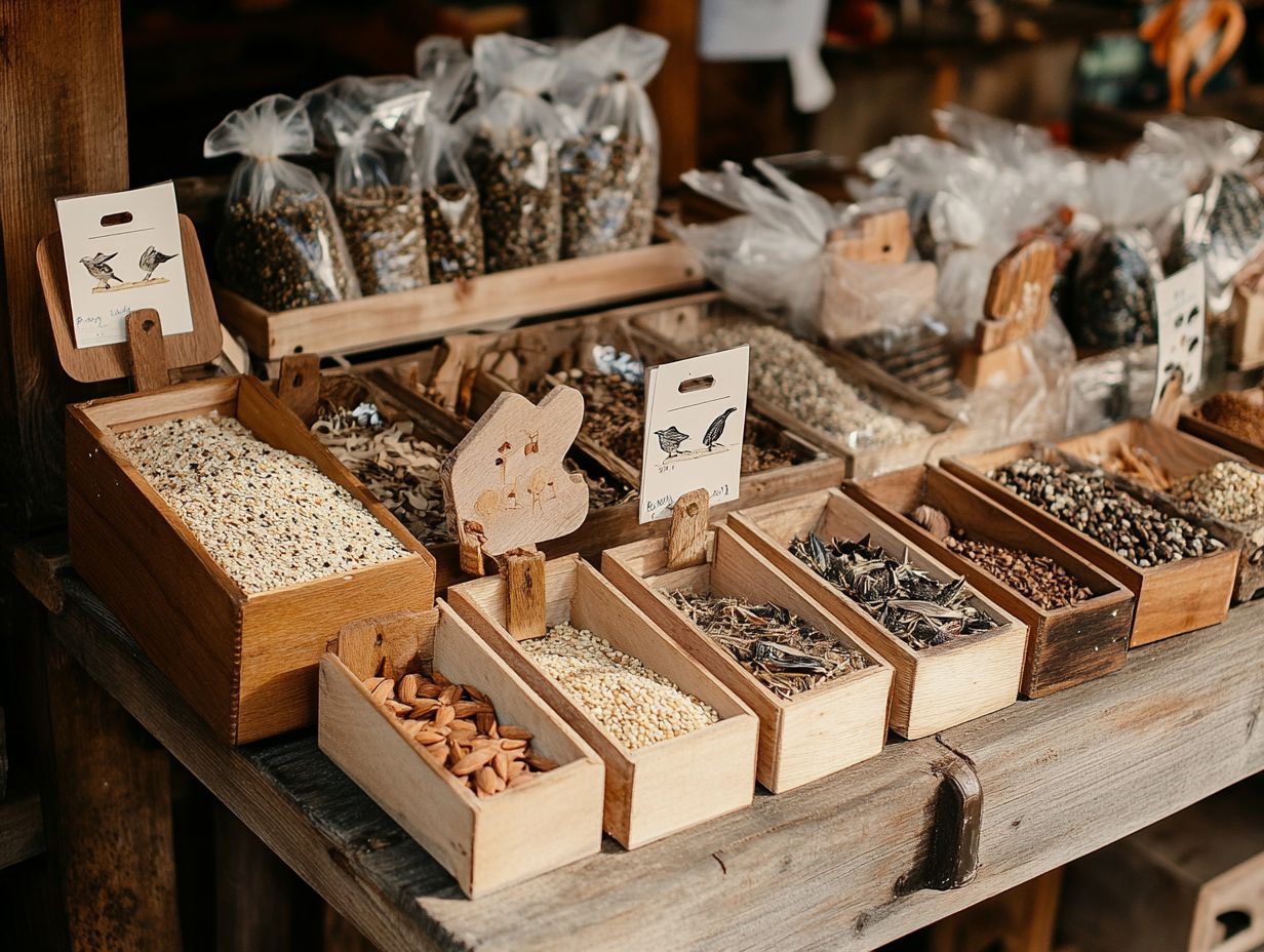 A variety of bird feeders displayed for selection.