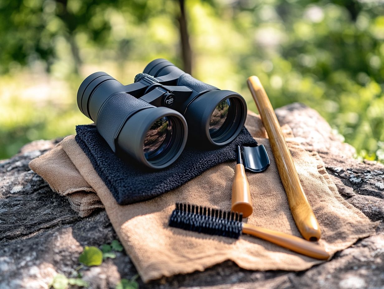 Illustration of cleaning binoculars