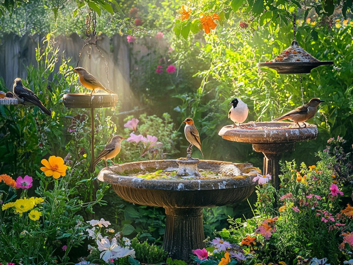 Illustration of a bird-friendly backyard