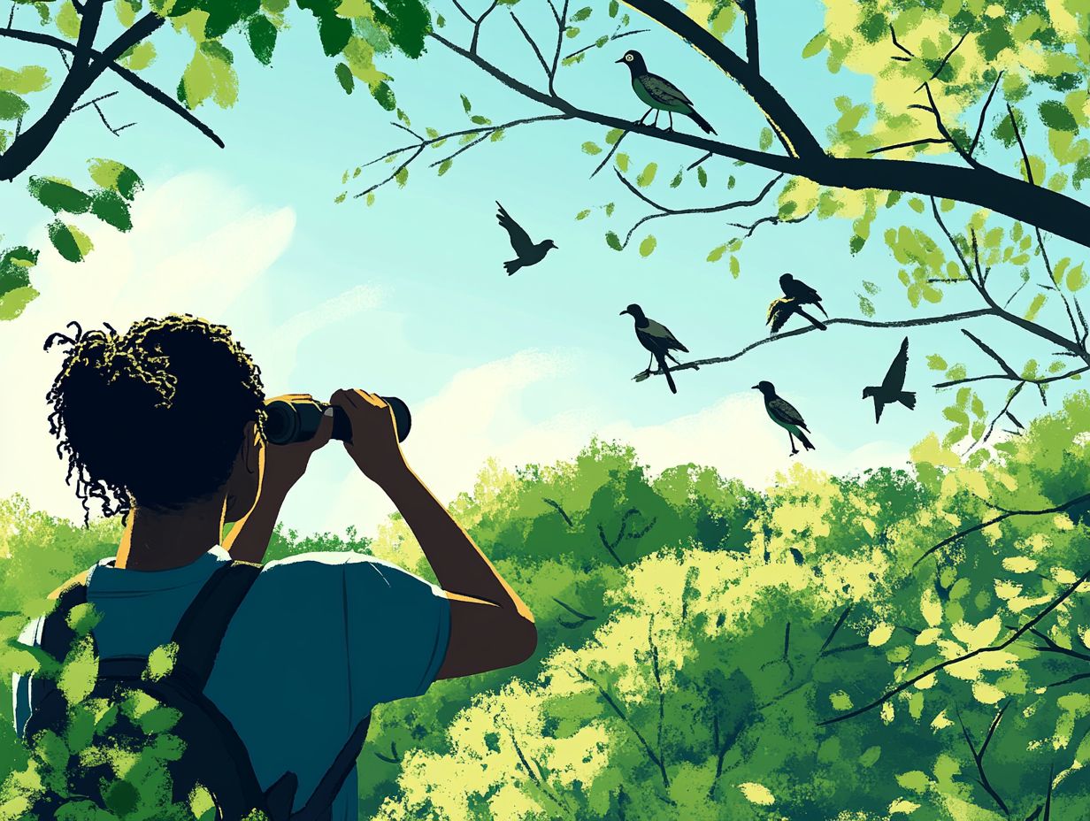 Infographic detailing important factors for evaluating binoculars for birdwatching.