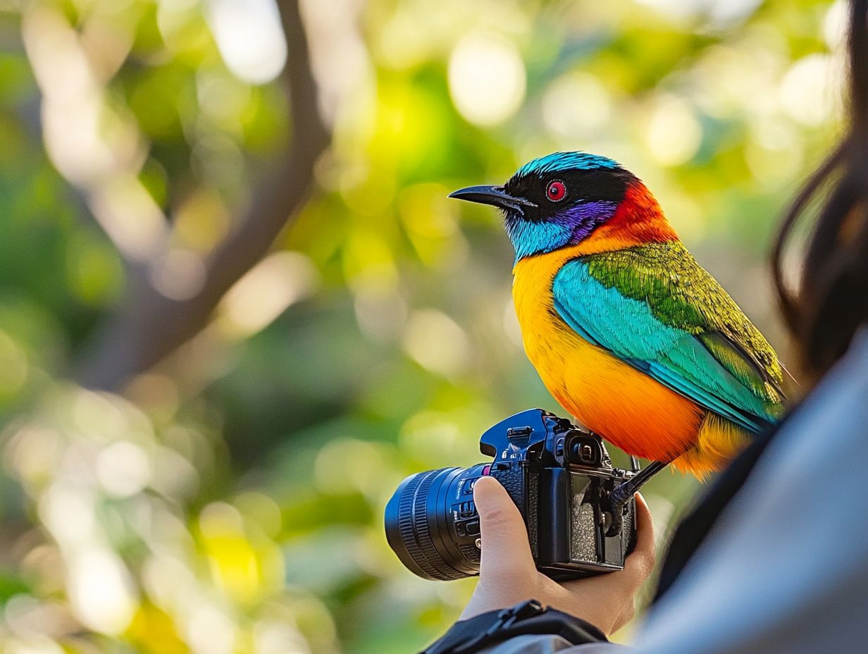 Birds feeding at dawn during optimal lighting conditions