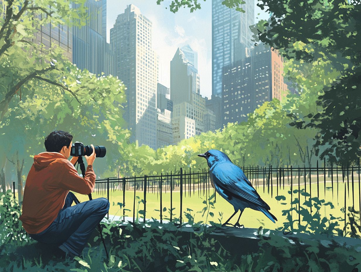 Collage of Frequently Asked Questions about Bird Photography in Urban Settings