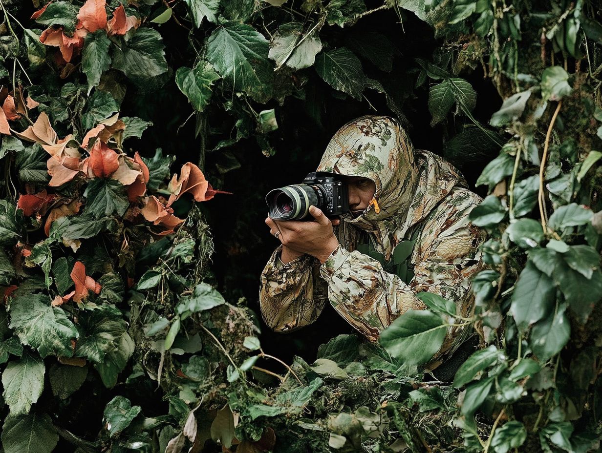 Photographer using specialized equipment for hidden bird photography