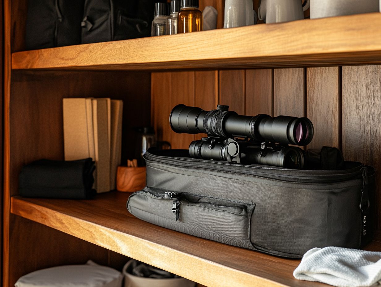 A visual guide for safe spotting scope storage