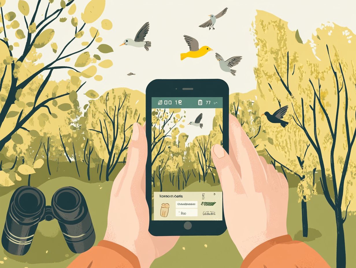 Illustration showing how to select the best birding app for beginners