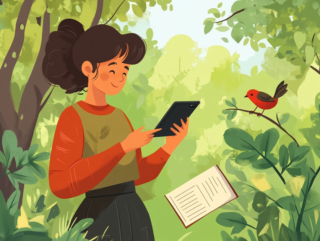 Image of a person learning bird calls with mobile technology