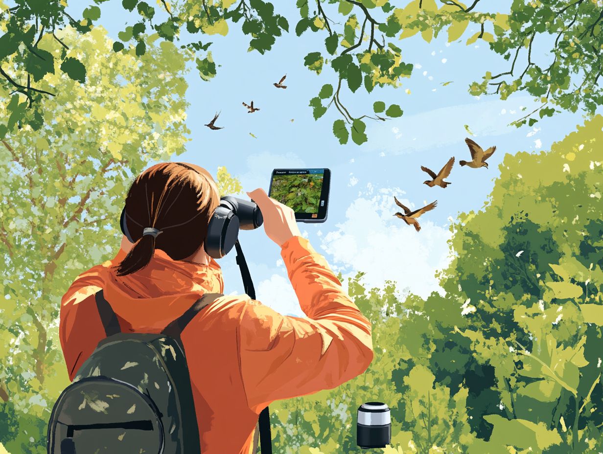 Illustration of birding tools and technologies.