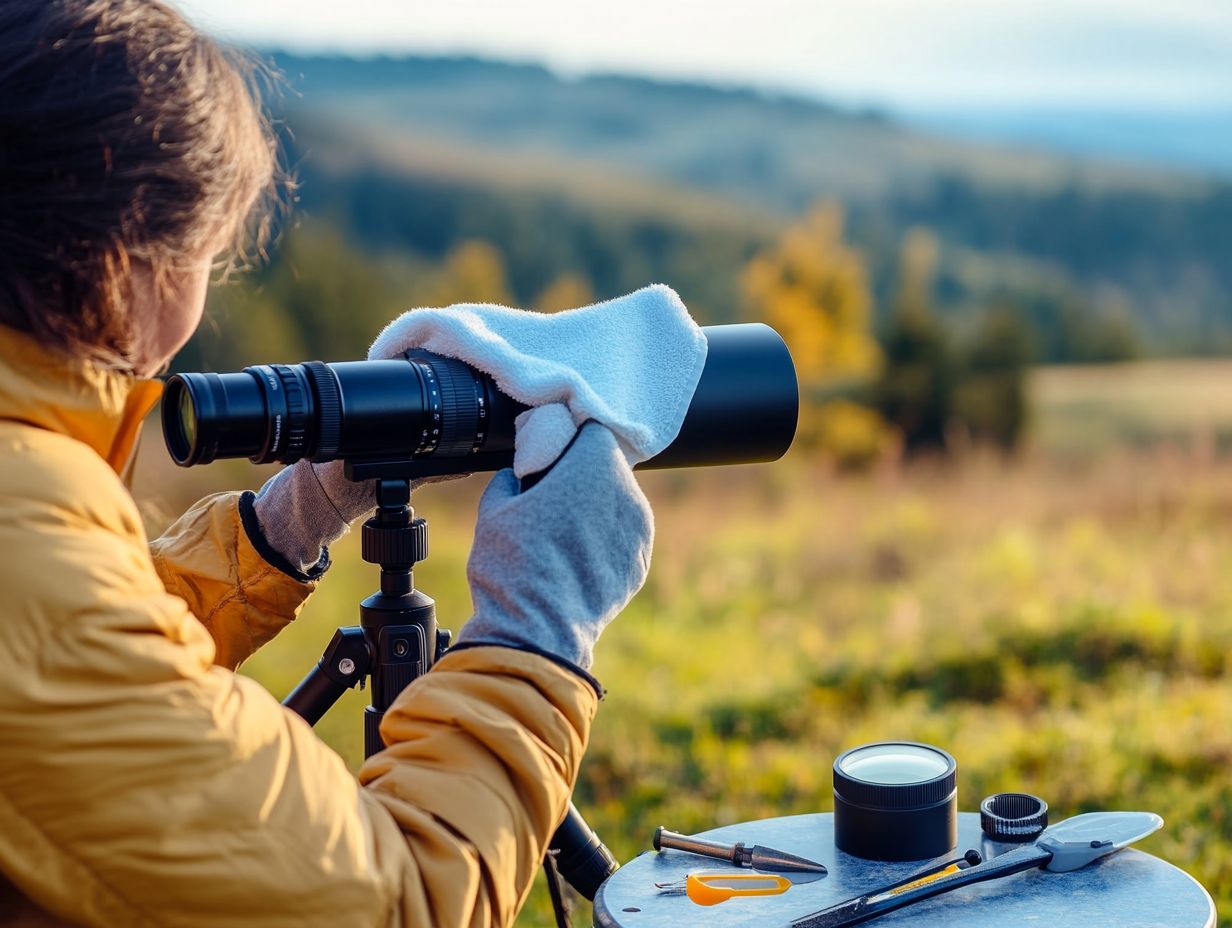 Image illustrating the importance of proper care for a spotting scope.