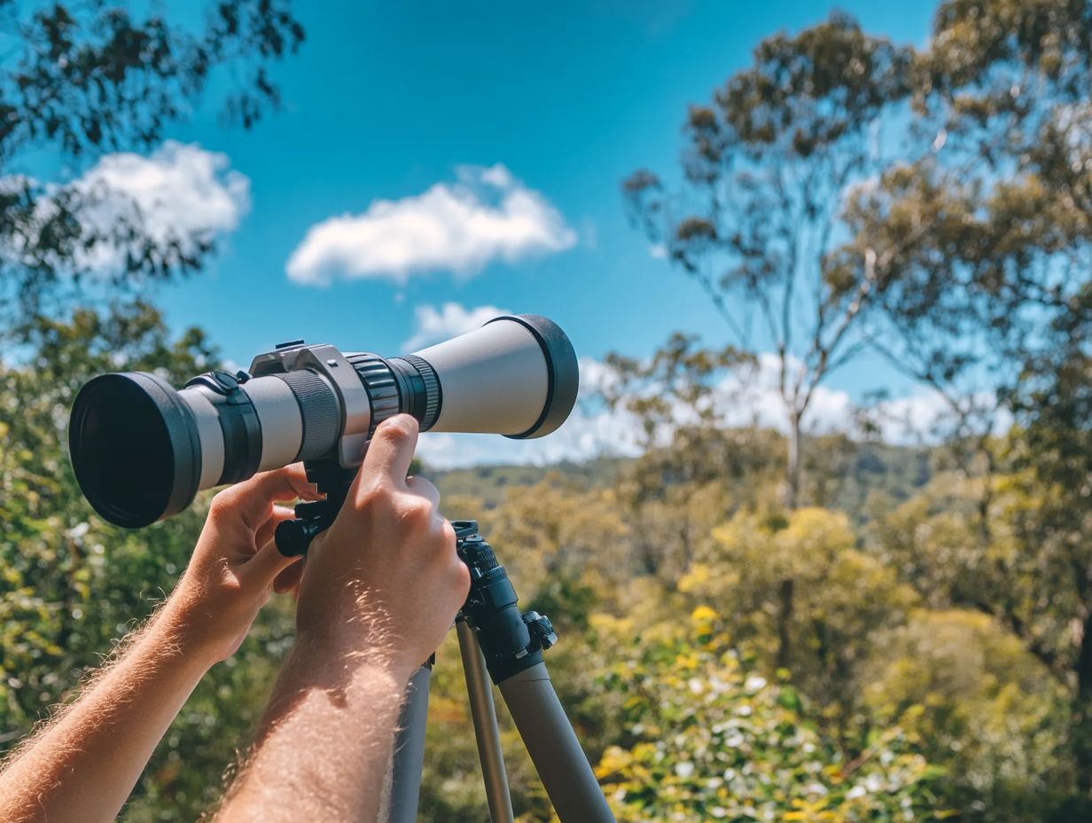 Comparison of a spotting scope and a regular telescope with features highlighted.