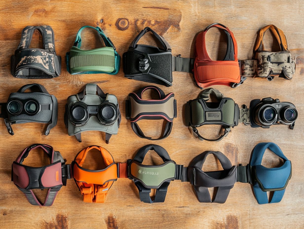 A person using a binocular harness in the outdoors