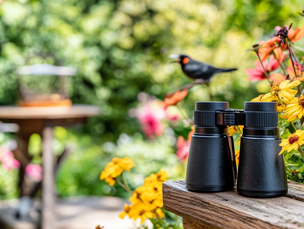 A beautiful birdwatching scene illustrating binoculars in action