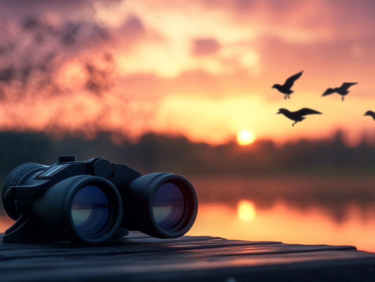 Various binocular models recommended for twilight bird watching