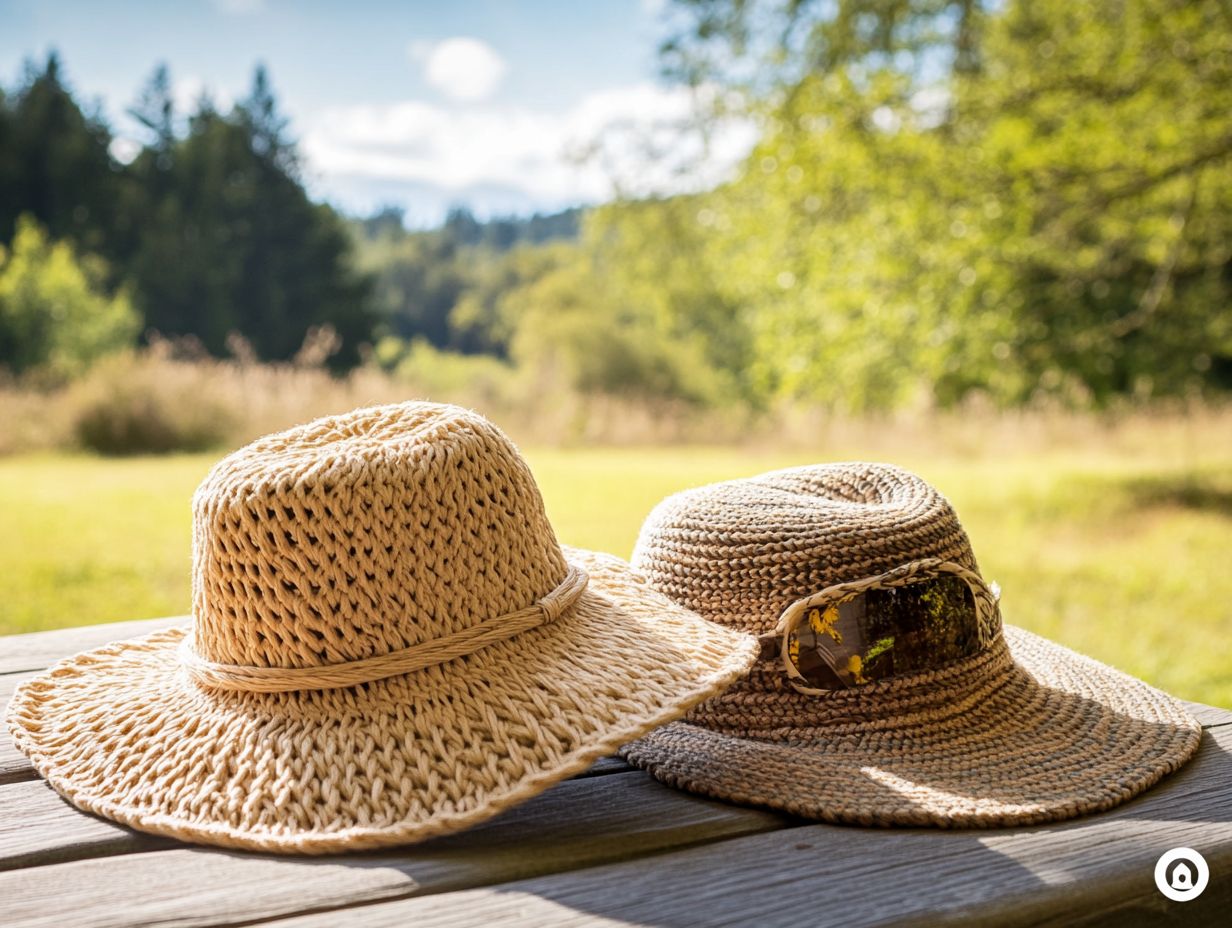 Hats with neck flaps offer sun protection for bird watchers.