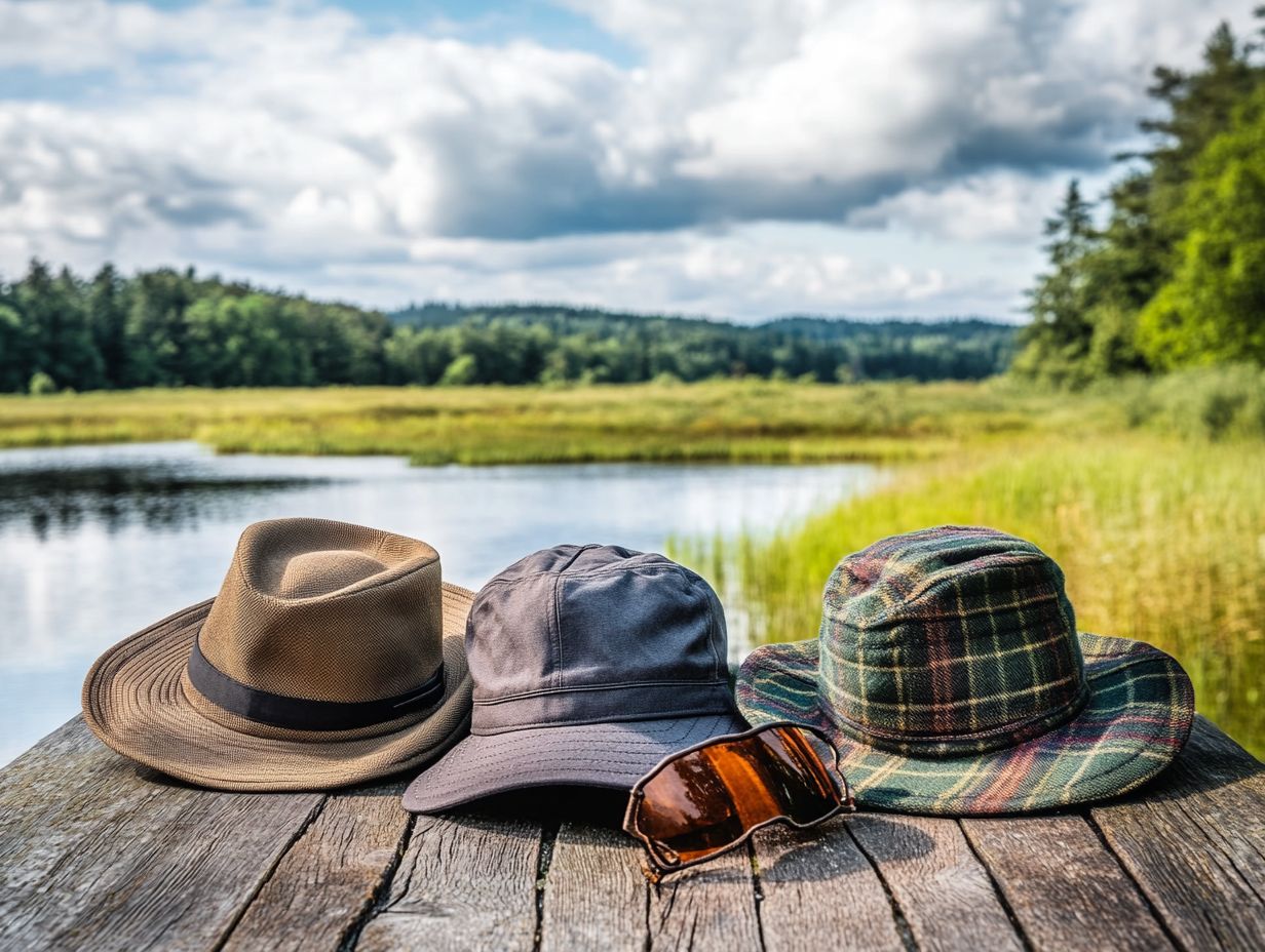 A variety of visors suitable for bird watching