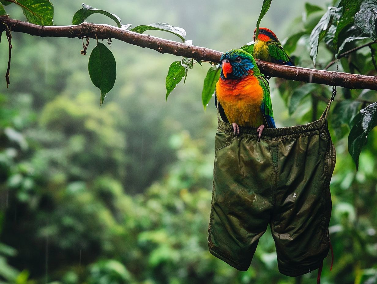 An infographic providing answers to common questions about birdwatching pants