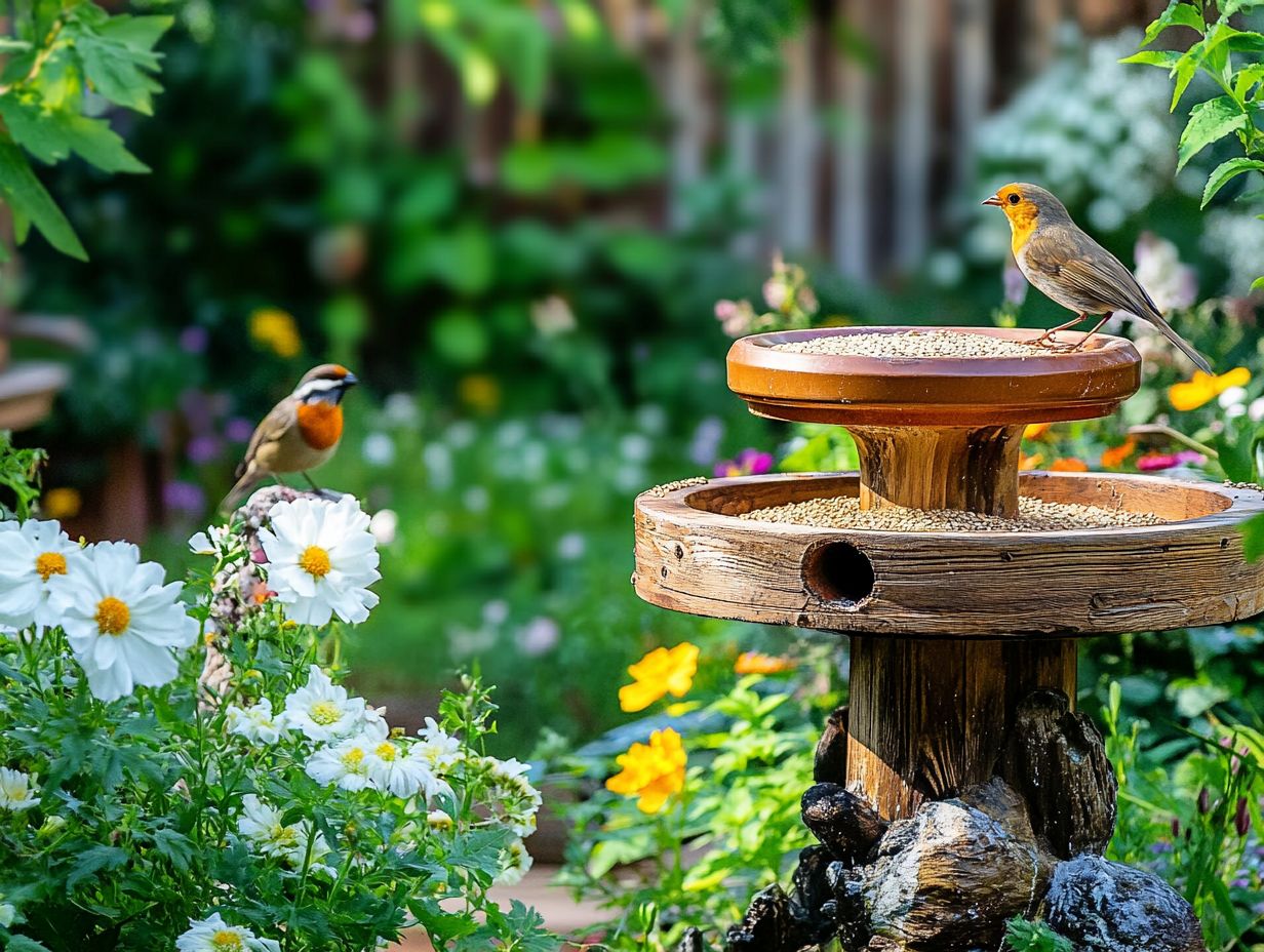 Illustration of various bird feeders