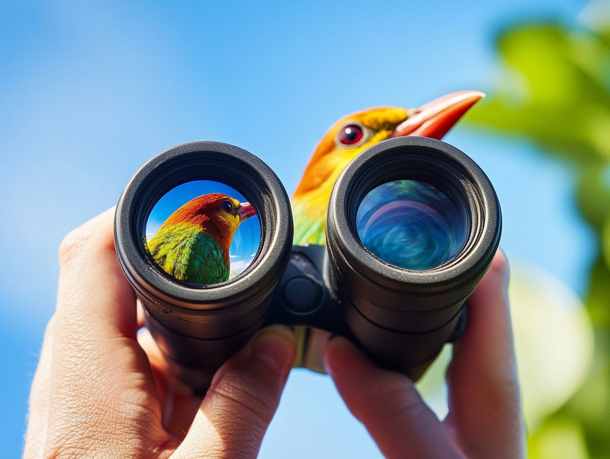 How can I determine the eye relief of a pair of birding binoculars?