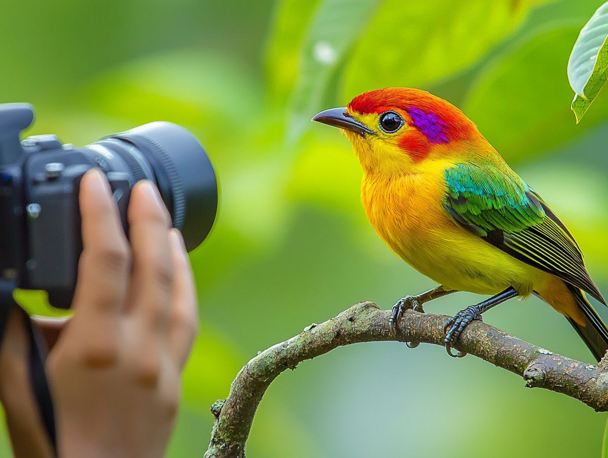 A photographer managing unexpected weather while photographing wildlife