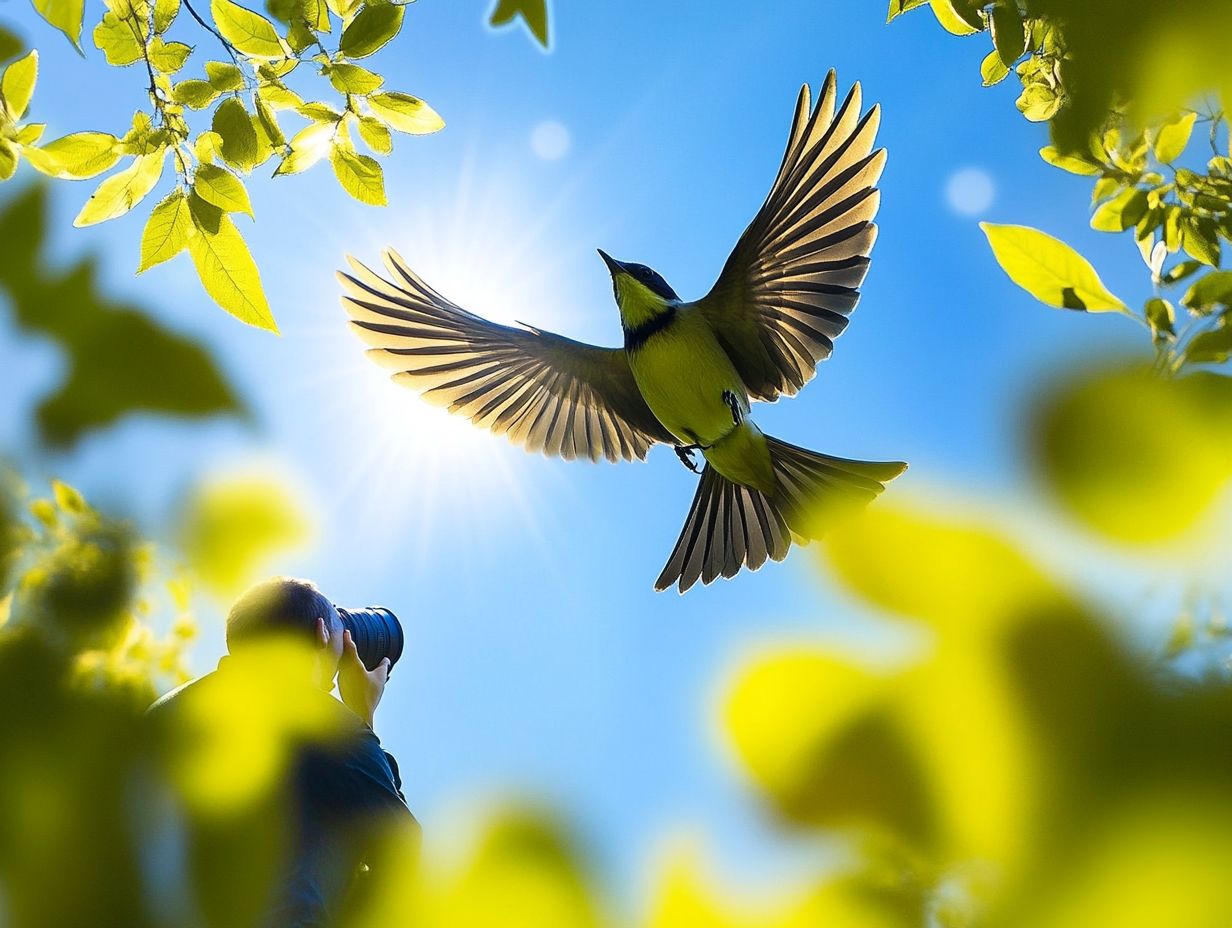 Illustration showing the importance of timing in bird photography.